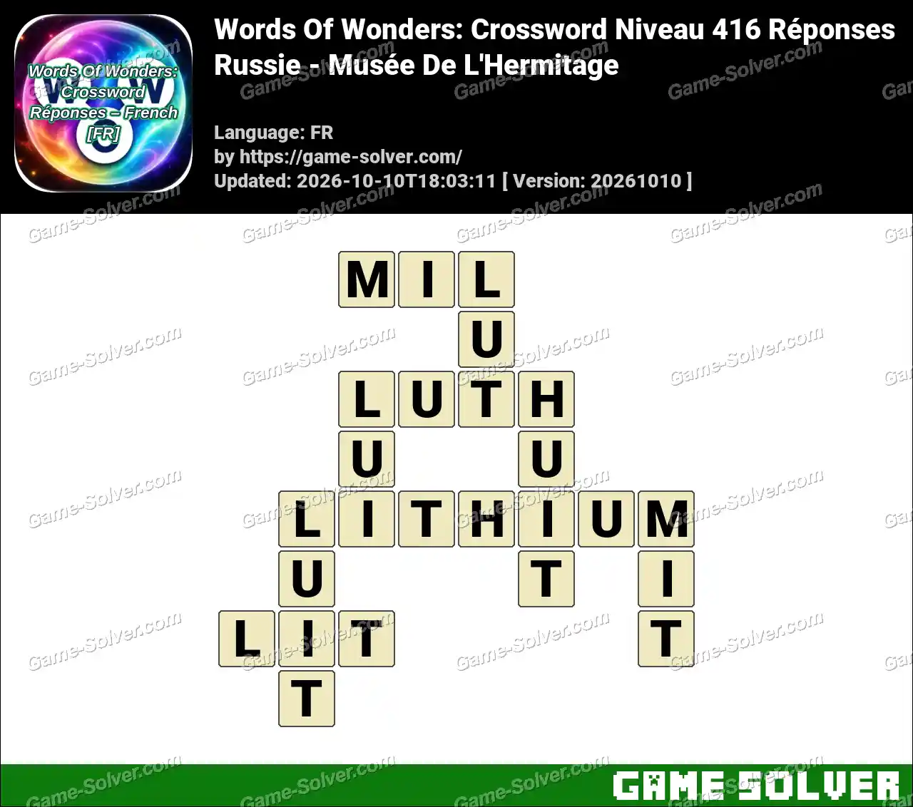 Words Of Wonders: Crossword Niveau 416 Réponses – Russie – Musée De L’Hermitage